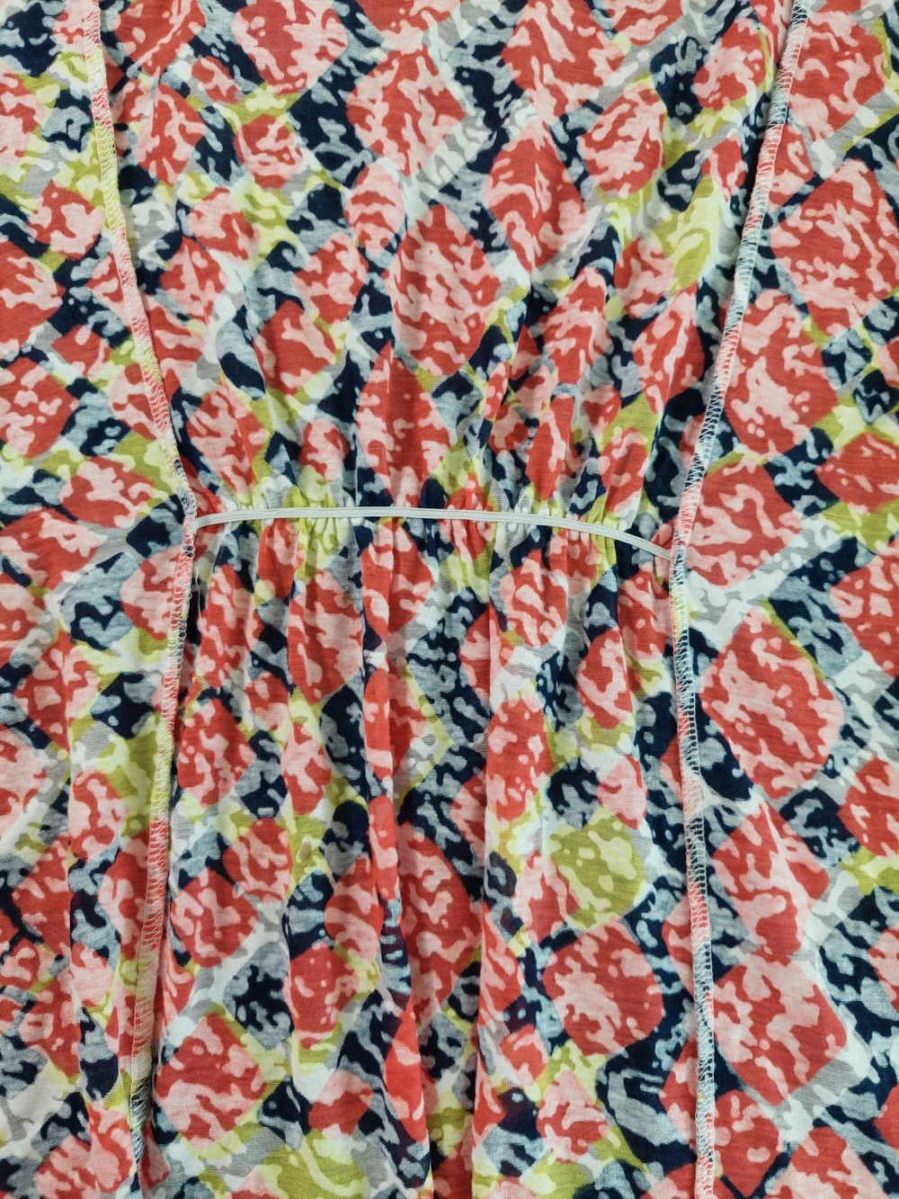 Ruby Rd. Woman 1X Geometric Abstract Open Front Cardigan Coral Blue 3/4 Sleeve - Picture 7 of 9